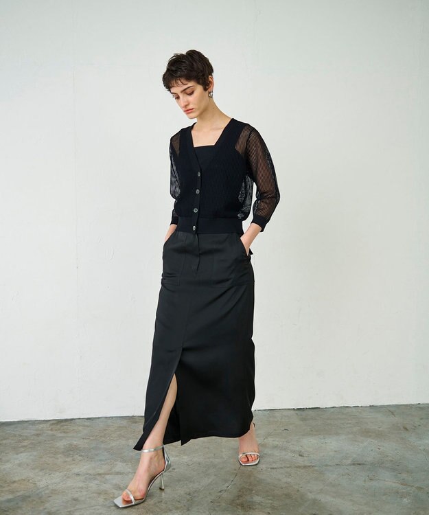 GRACE CONTINENTAL メッシュニットカーディガン ブラック