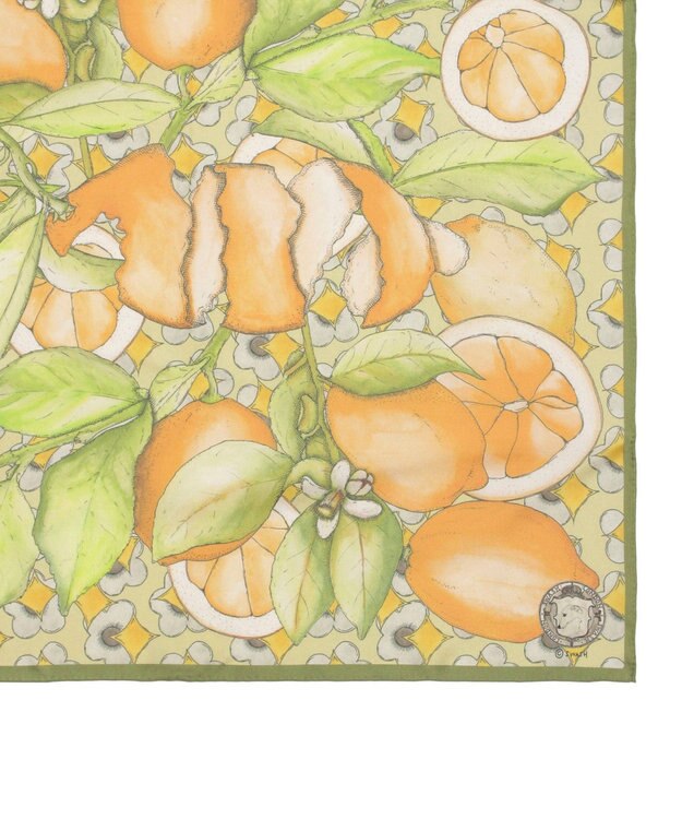 MOONBAT 【日本製】SWASH LONDON Citrus シルクツイルプリントスカーフ ライトオレンジ