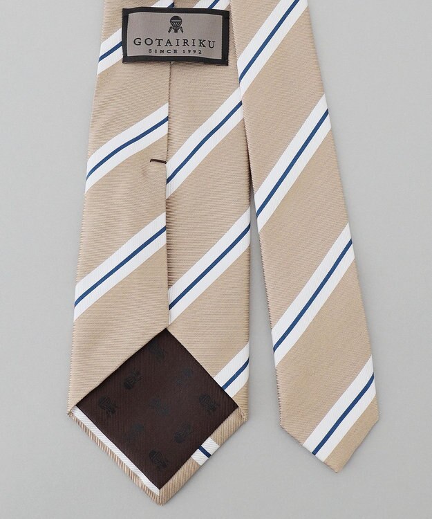 GOTAIRIKU 【日本製】シルク ネクタイ_ストライプ ベージュ系1