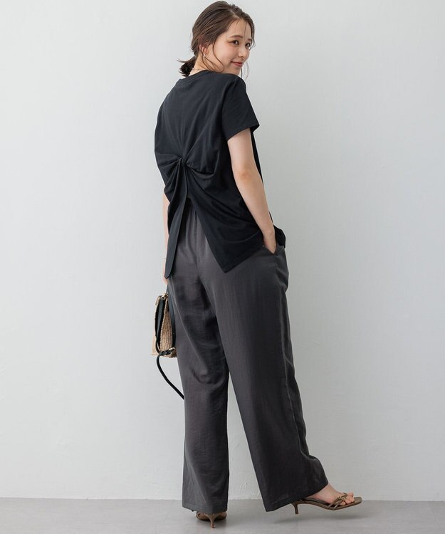 23区 【SLOW/一部店舗限定】MVSコットン バックデザイン Tシャツ ブラック系