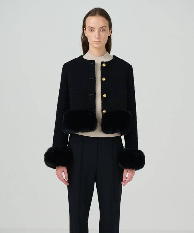 GRACE CONTINENTAL ツイードコンビジャケット ブラック