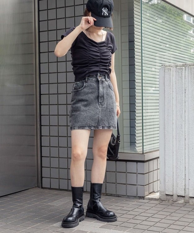 WEGO 2WAYシャーリングオフショルT ブラック