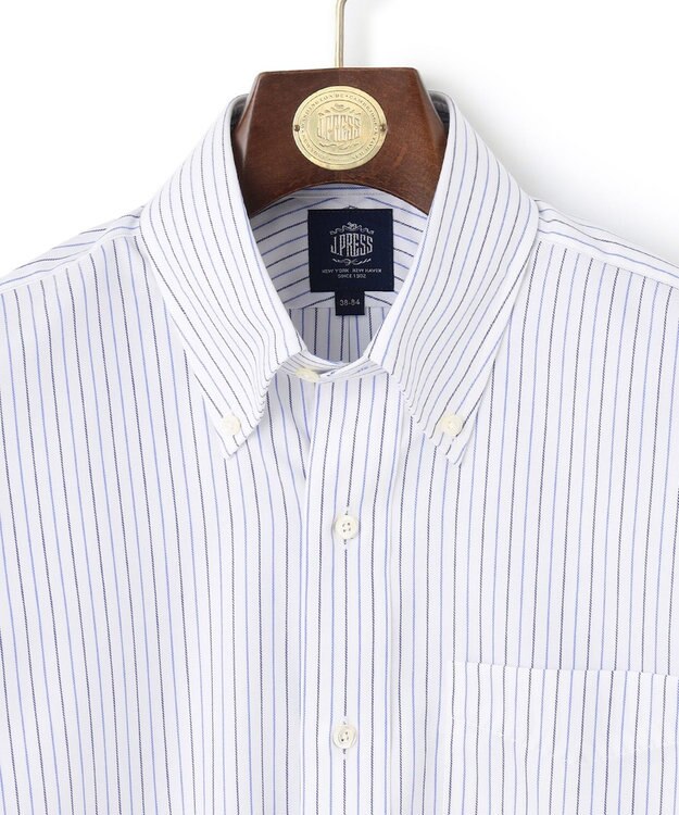 J.PRESS MEN 【KING SIZE】【PREMIUM PLEATS / 形態安定】スーピマコットンオルタネートストライプ  シャツ/B.D. サックスブルー系1
