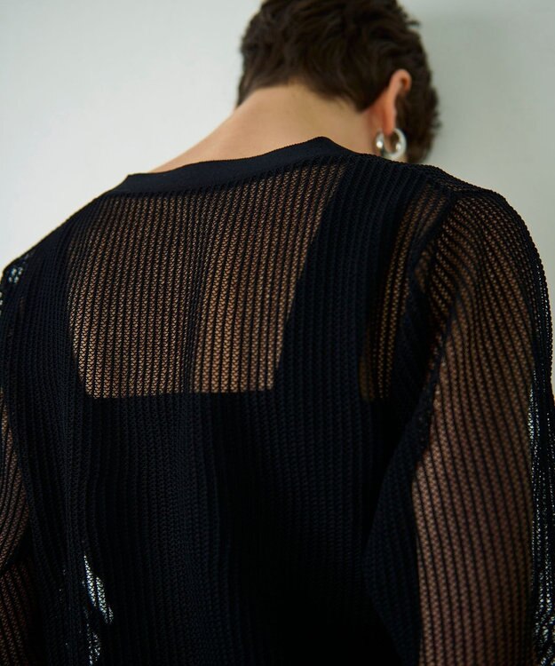 GRACE CONTINENTAL メッシュニットカーディガン ブラック