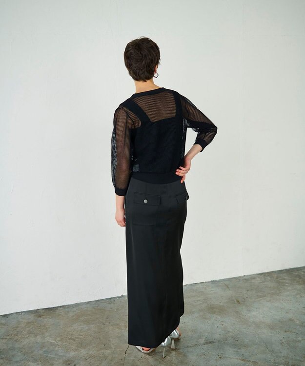 GRACE CONTINENTAL メッシュニットカーディガン ブラック