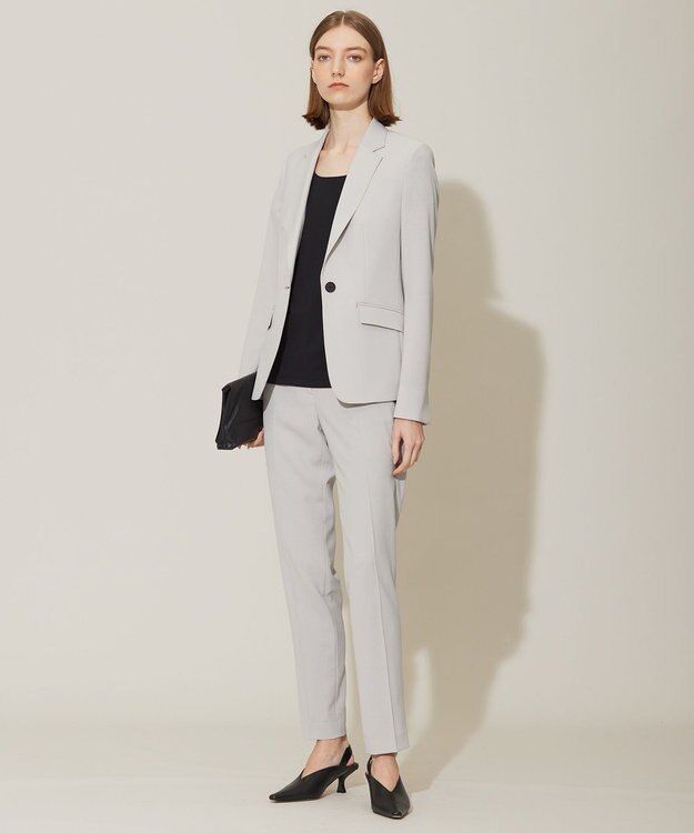 ICB 【接触冷感・防シワ・速乾・洗える】レーヨンライクトロ スティックパンツ ライトグレー系