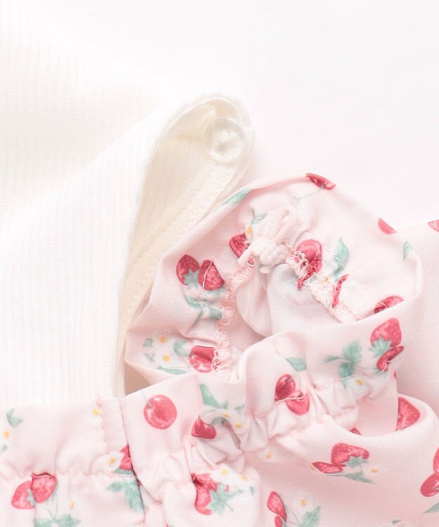 ANY KIDS 【洗濯機可能】オンオフショルダーワンピース ピンク×フルーツ