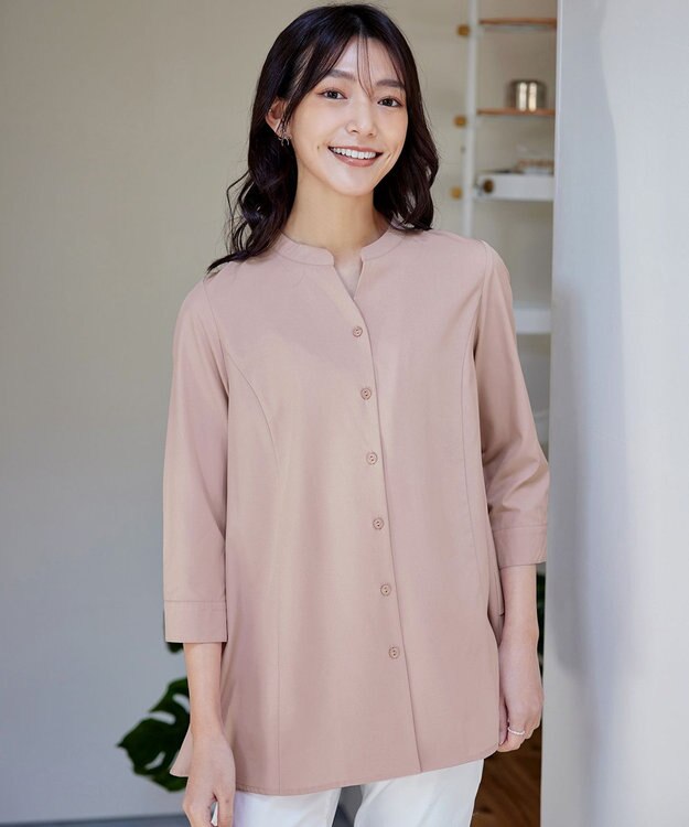 Tiaclasse L 【洗える】バックタックフレアチュニック ピンク