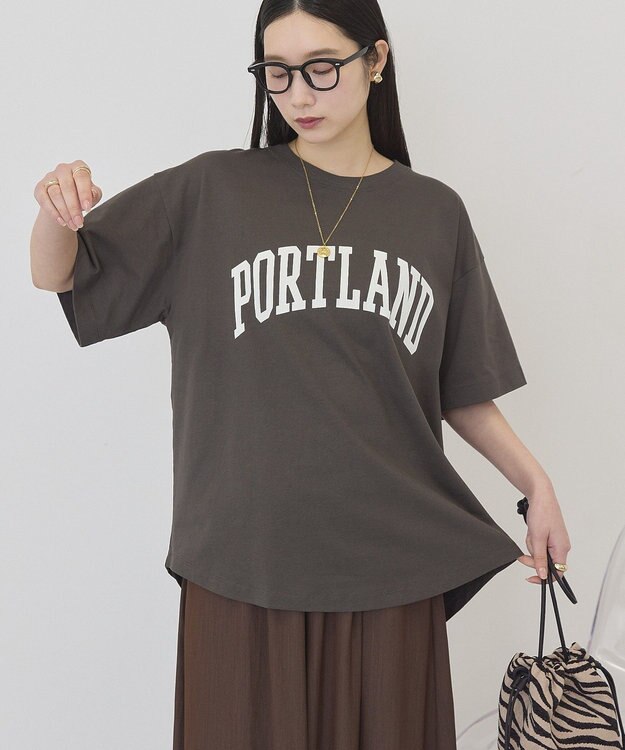 AMERICAN HOLIC PORTLAND裾ラウンドTシャツ Charcoal Gray