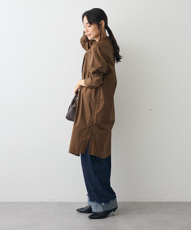 CRAFT STANDARD BOUTIQUE バンドカラーロングシャツチュニッ Brown