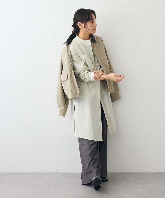 CRAFT STANDARD BOUTIQUE バンドカラーロングシャツチュニッ Light Beige