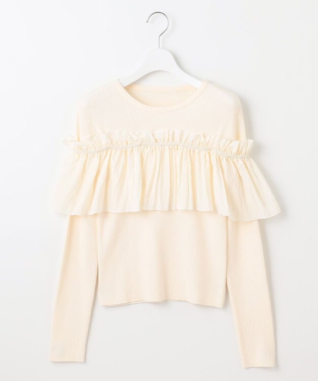 Feroux 【洗える】3way フリルニットトップス アイボリー系