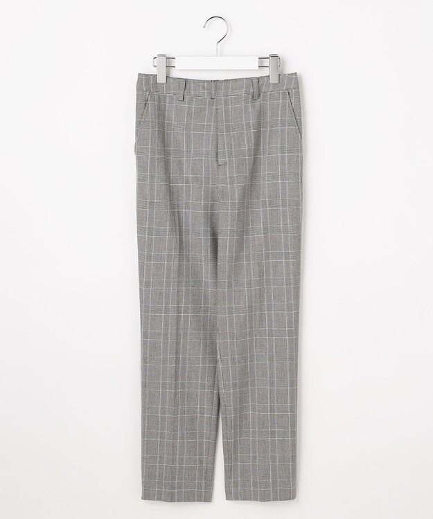 J.PRESS LADIES L アルガンシルク チェック テーパード パンツ ライトグレーチェック系