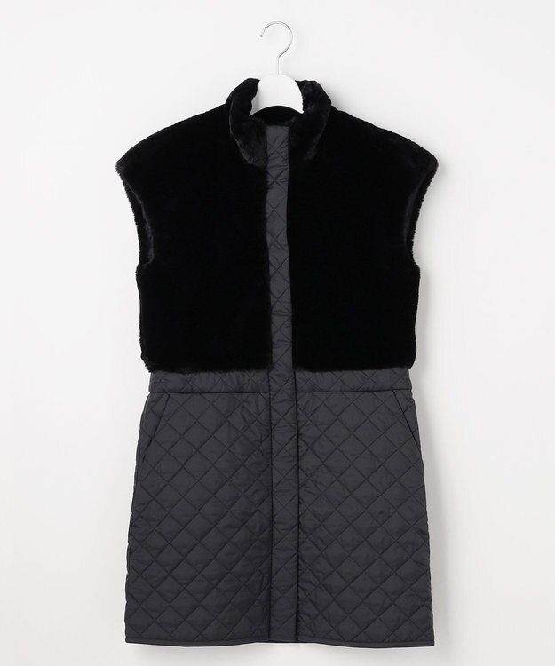 23区GOLF 【WOMEN】ファー＆キルトコンビワンピース ブラック系