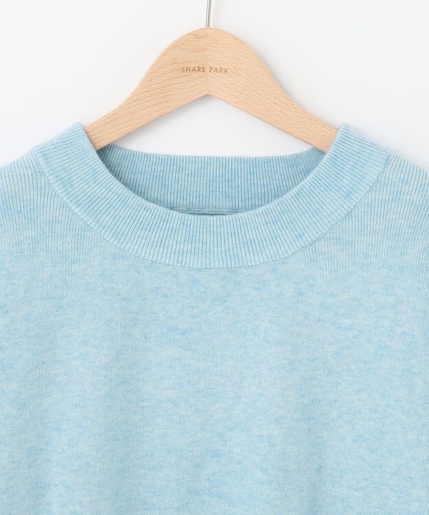 SHARE PARK LADIES ソフトタッチパフスリーブニット スカイブルー