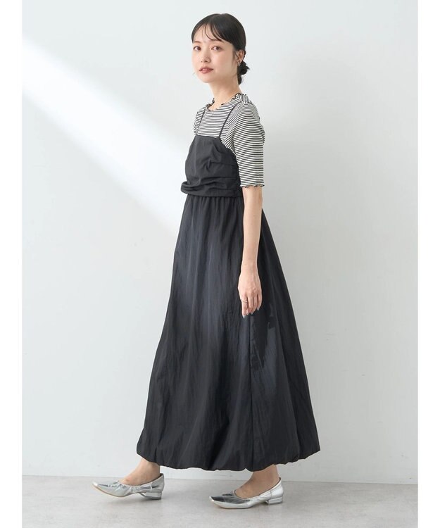 earth music&ecology テックバルーンキャミワンピース Black