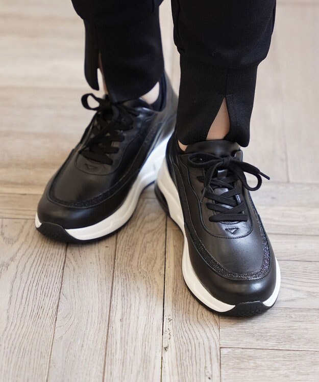 Pointer 日本製 本革厚底スニーカー ブラック