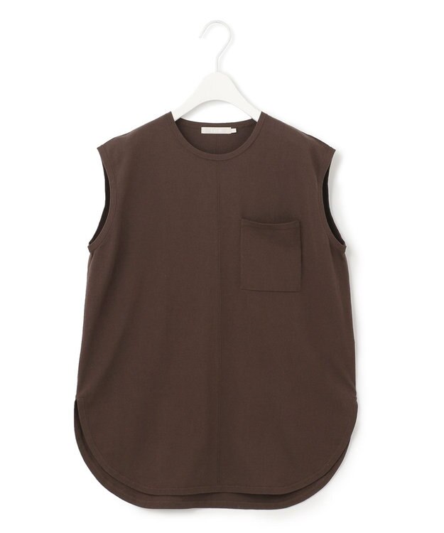 ICB L 【洗える】ガスコットンハイゲージ ノースリーブニット ダークブラウン系