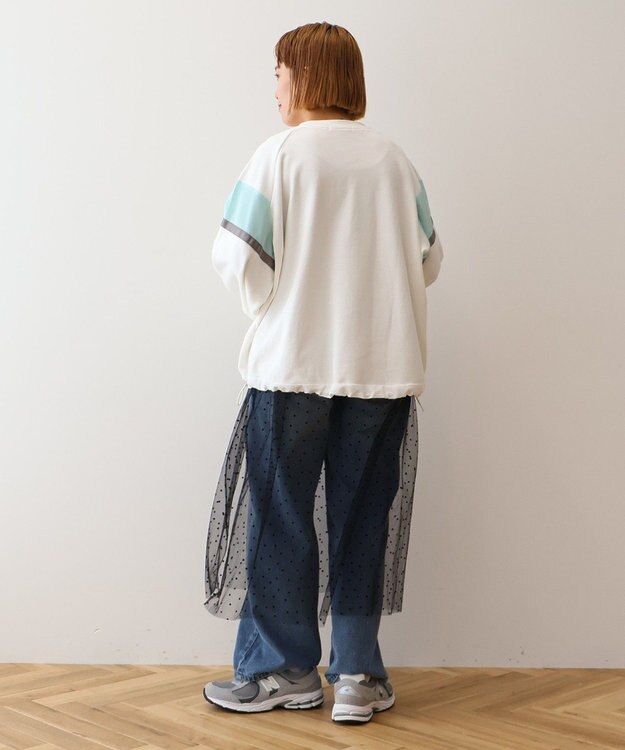 AMERICAN HOLIC 異素材ドロストラインスウェット Off White