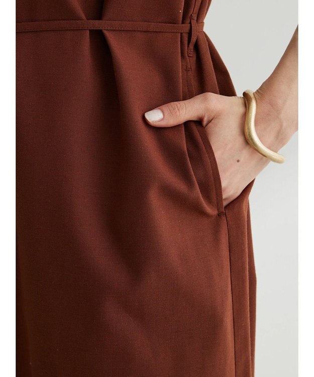 Green Parks 綿麻混開襟ワンピース Terracotta