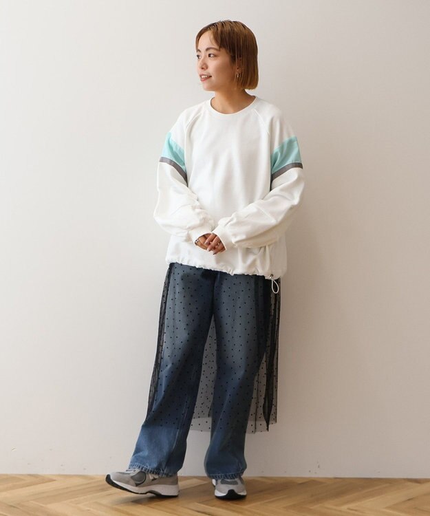 AMERICAN HOLIC 異素材ドロストラインスウェット Off White