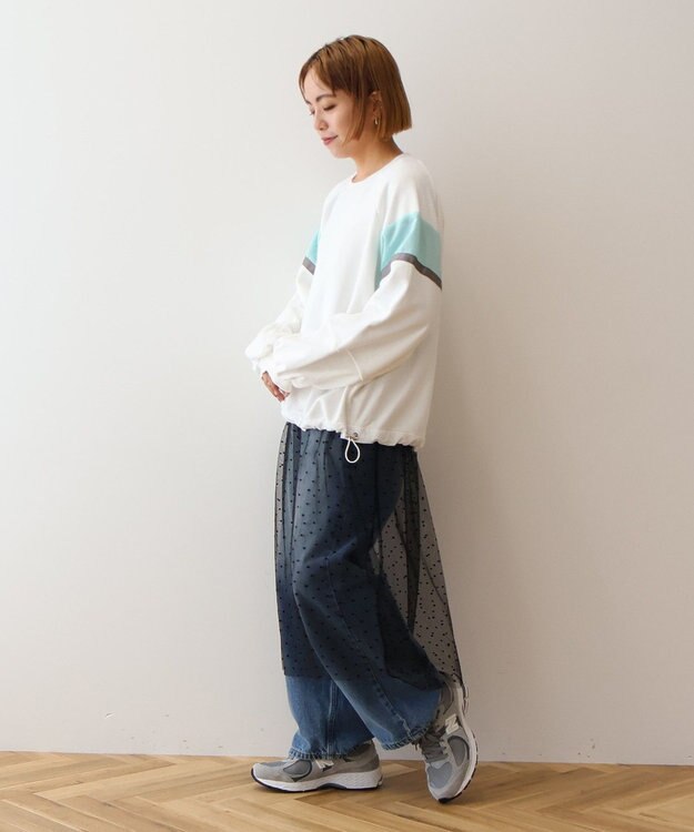 AMERICAN HOLIC 異素材ドロストラインスウェット Off White