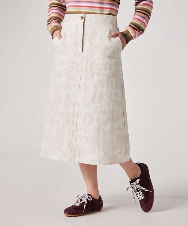 Paul Smith Perforated Floral ジャカード スカート アイボリー