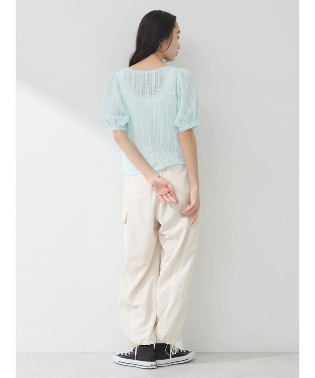 earth music&ecology コンパクトレースカーディガン White