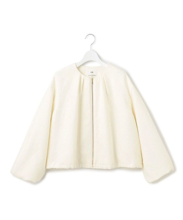 23区 【洗える】ジオメトリックジャカード ブルゾン アイボリー系