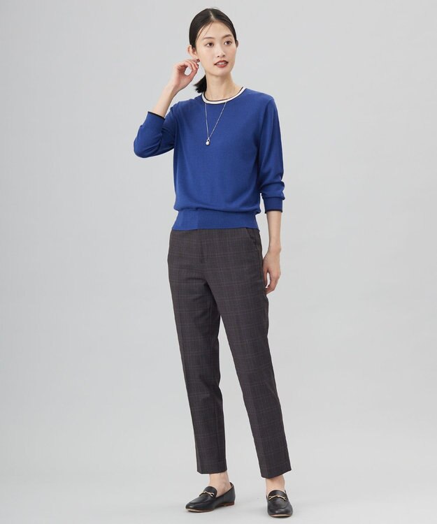 J.PRESS LADIES L 【洗える】トリムツイン ニット ブルー系