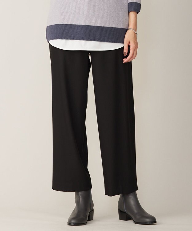 J.PRESS LADIES S 【洗える】2way thermoサキソニー セミワイド パンツ ブラック系