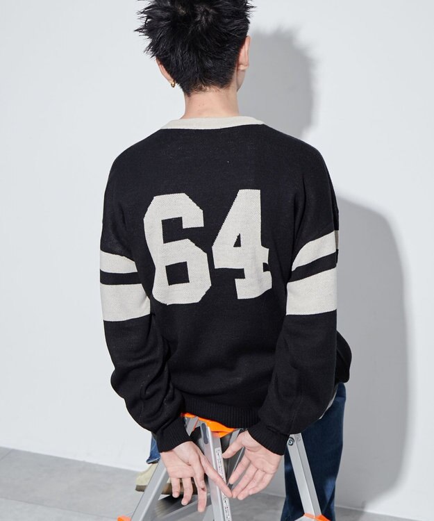 WEGO 【ユニセックス着用ITEM】ジャガードスリーブラインプルオーバー ブラック