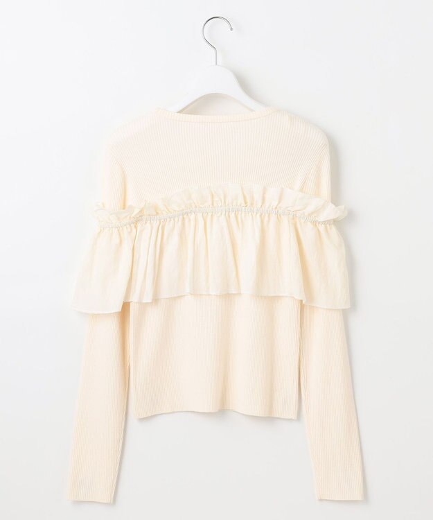 Feroux 【洗える】3way フリルニットトップス アイボリー系