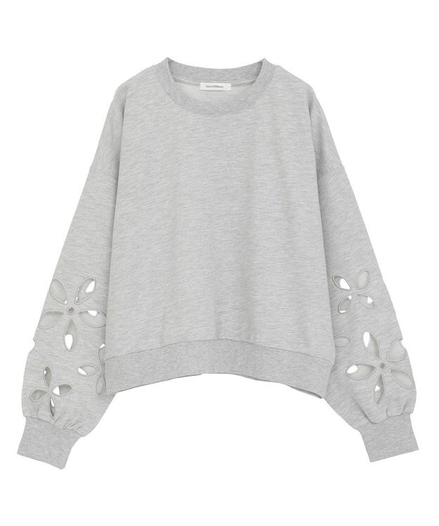 Green Parks フラワーくり抜き刺繍スウェットプルオーバー Gray Mixture