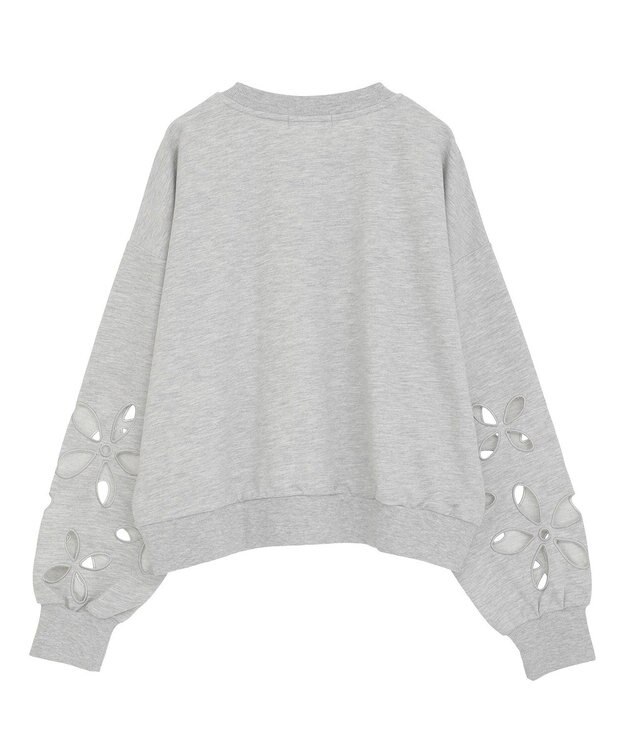 Green Parks フラワーくり抜き刺繍スウェットプルオーバー Gray Mixture