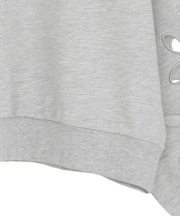 Green Parks フラワーくり抜き刺繍スウェットプルオーバー Gray Mixture