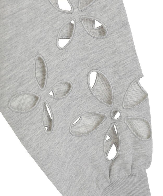 Green Parks フラワーくり抜き刺繍スウェットプルオーバー Gray Mixture