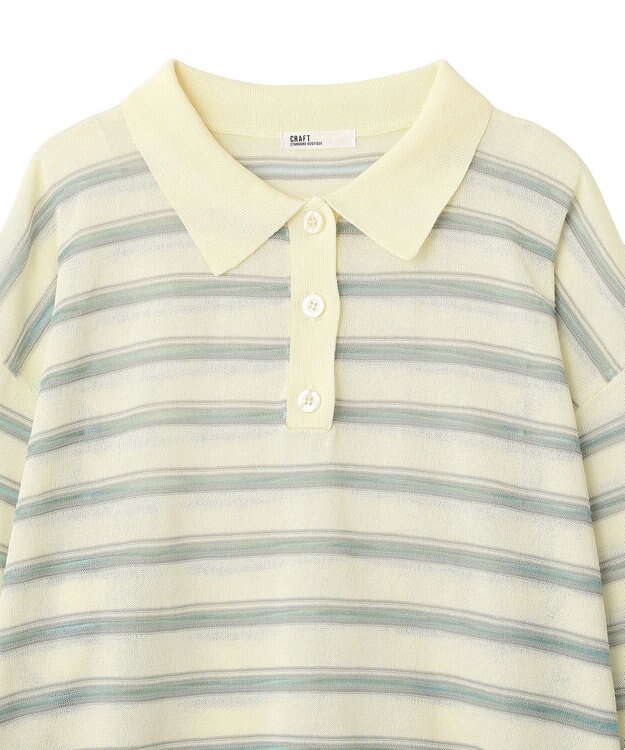 CRAFT STANDARD BOUTIQUE シアーボーダーポロ衿ニットプルオーバー Ivory