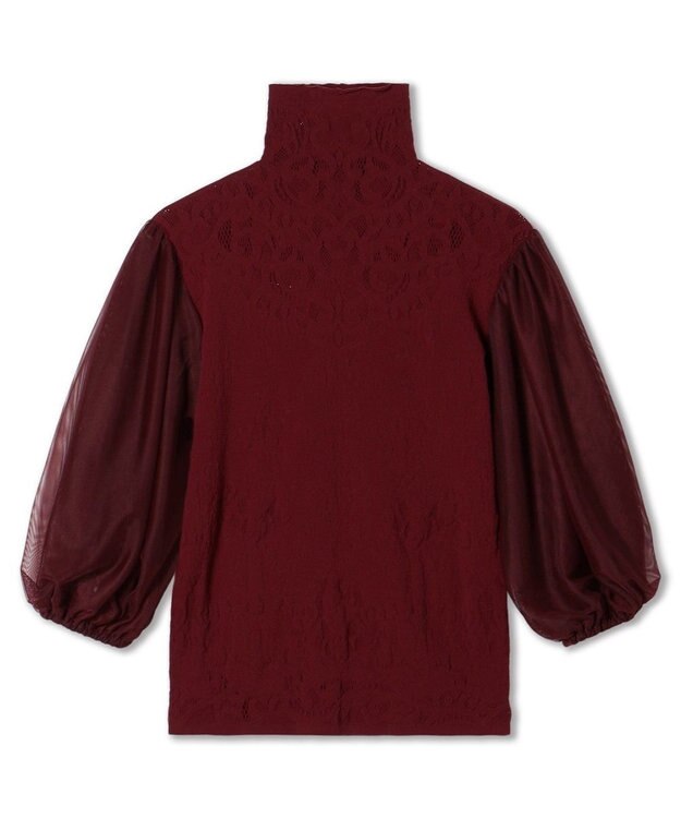 Chacott 【ノーソーイングニット】チュールスリーブハイネックトップ ガーネット