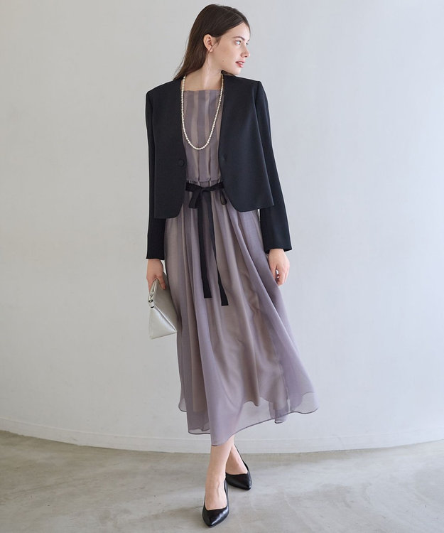 23区 【APPLAUDIR】グロッシーオーガンザ ドレス ブラウン系