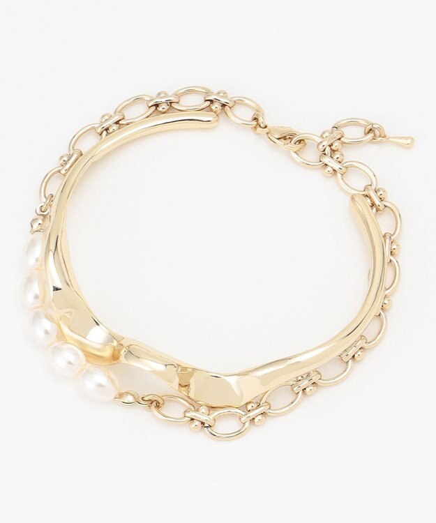 組曲 【2SET】メタルバングル パールセットブレスレット ゴールド系