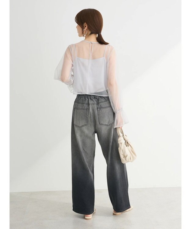 Green Parks ・ＥＬＥＮＣＡＲＥ　ＤＵＥ　チュールギャザーブラウス Gray