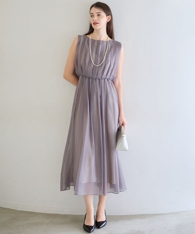 23区 【APPLAUDIR】グロッシーオーガンザ ドレス ブラウン系