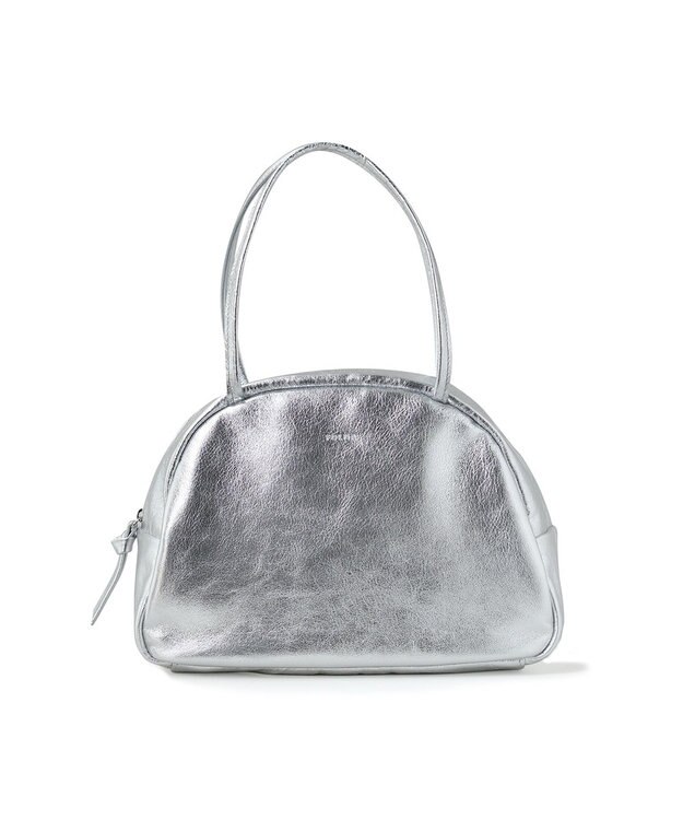 FOLNA RD ホイルレザーボストンバッグ Mサイズ シルバー