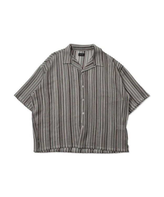 WEGO ストライプメッシュBIGシャツ（S） 柄1