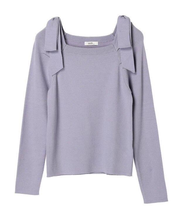 earth music&ecology 肩リボンニットプルオーバー Grayish Blue