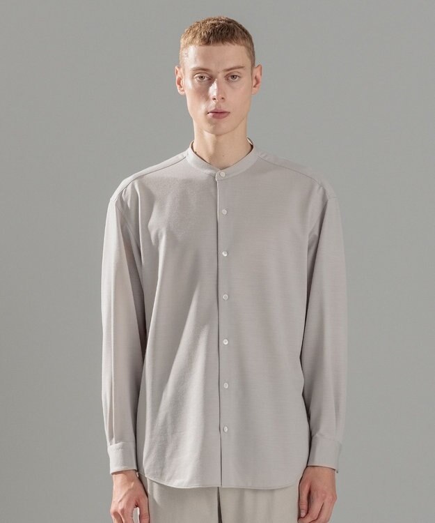 JOSEPH HOMME ウールツイストジャージー　バンドカラーシャツ アイボリー系