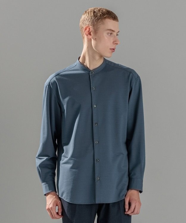 JOSEPH HOMME ウールツイストジャージー　バンドカラーシャツ アイボリー系