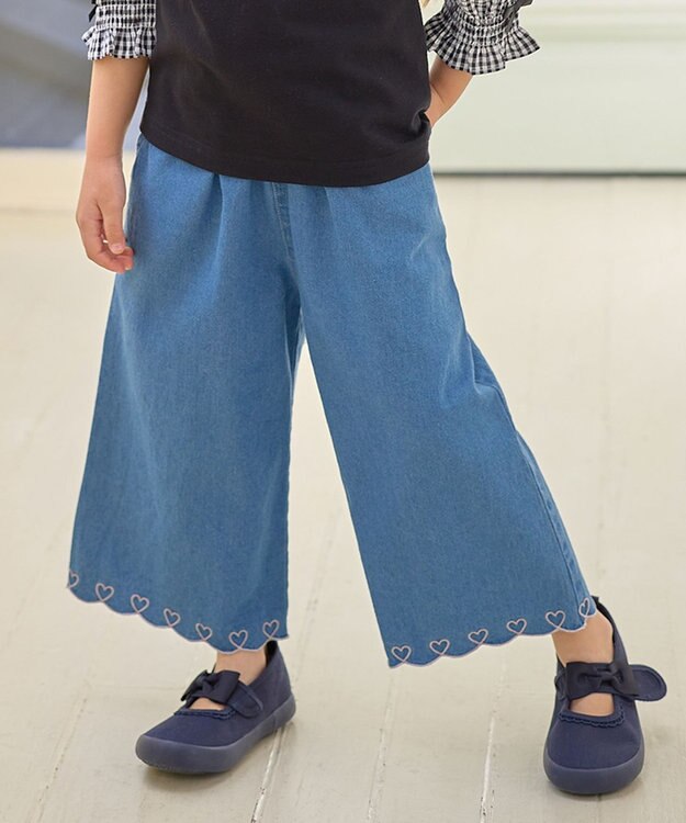 ANY KIDS デニム ガウチョ ブルー