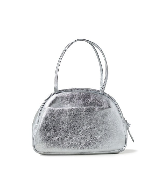 FOLNA RD ホイルレザーボストンバッグ Mサイズ シルバー